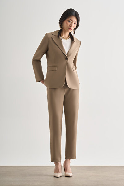 Mizalle Bej Tek Düğme Klasik Blazer Ceket