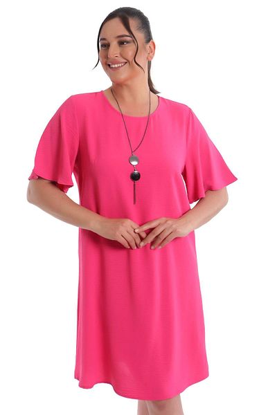 Trend42plus Φούξια κοντομάνικο φόρεμα Plus Size