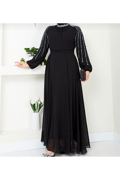 BestShopping Hijab Evening Dress with Stones on the Sleeves