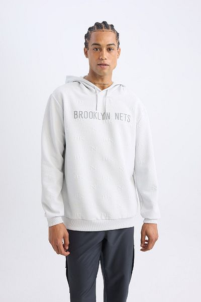 DeFacto Φούτερ Brooklyn Nets Standard Fit Jacquard Hooded - C8916ax24au