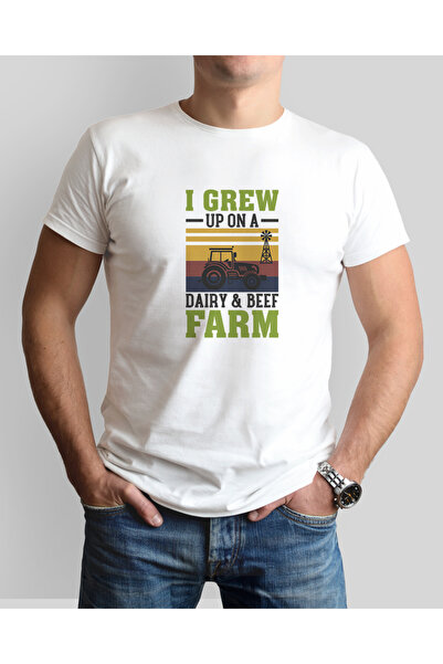 ONUR KANGAL Farmer and Tractor Themed Printed Crew Neck T-Shirt - Premium-Tc3090