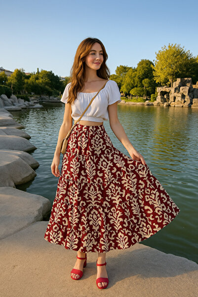 Gökçe Giyim Harem Viskon Katlı Etek