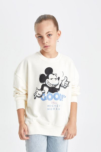 DeFacto Girls Disney Mickey & Minnie Oversize Wide Fit Crew Neck Sweatshirt C7353A824Au
