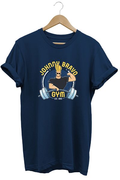 remonz Johnny Bravo Gym Printed 100% Cotton Regular T-shirt