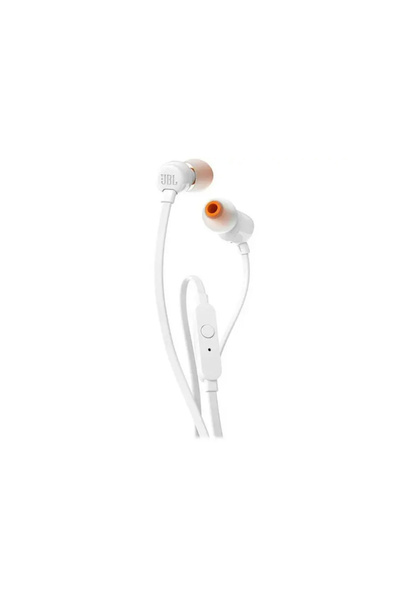 JBL T110 In-Ear Headphones with JBL Pure Bass Sound and One-Button Remote – White