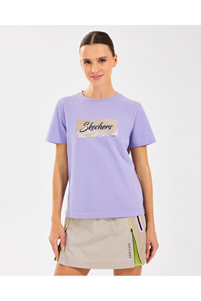 SKECHERS W Regular Fit Graphic Tee T-Shirt Kadın Mor Tshirt S2510141-505