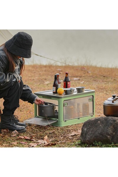 Flippy Foldable storage box, Flippy, With lid, 29 L, Plastic, 40.5x29x24.5 cm, Green
