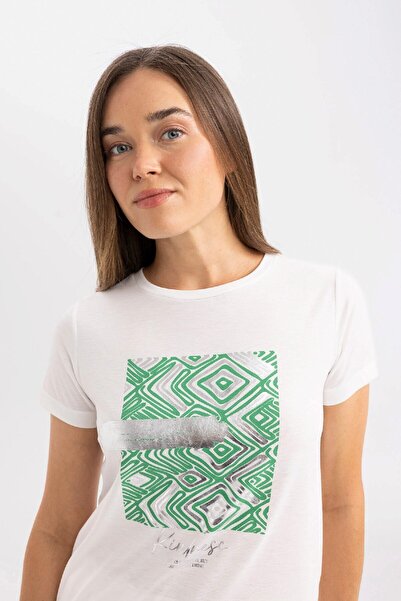 DeFacto Tričko Regular Fit Crew s potištěným krátkým rukávem C8766AX24SP