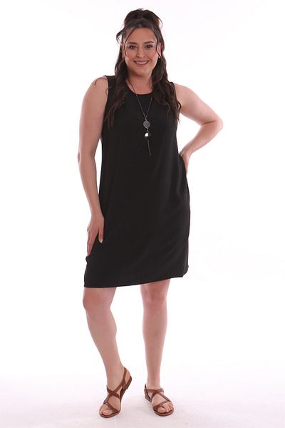 Trend42plus Αμάνικο μαύρο φόρεμα Plus Size