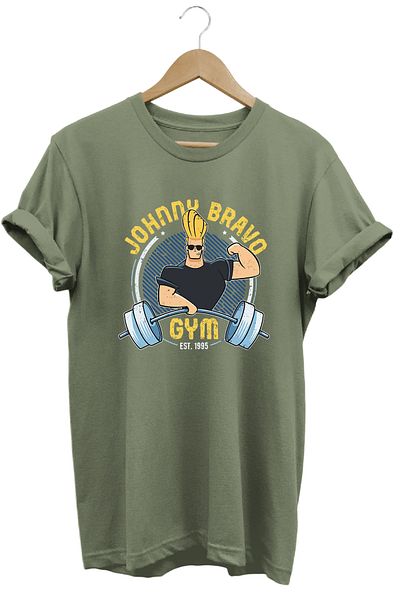 remonz Johnny Bravo Gym Printed 100% Cotton Regular T-shirt