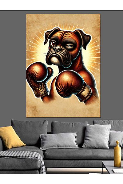 Tablomega Boxer Dog Drawing Decorative Canvas - Mdf Wooden Painting