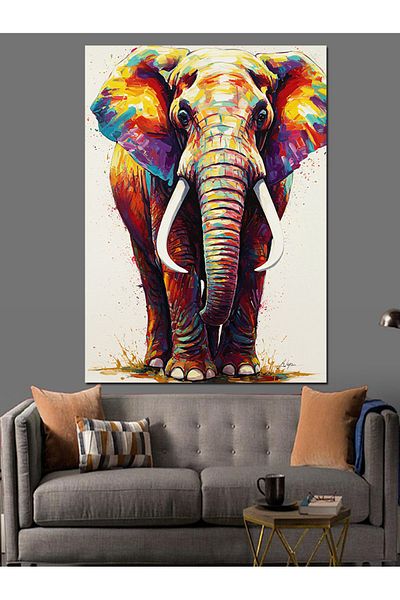 Tablomega Pânză decorativă elefant colorat - Lemn MDF