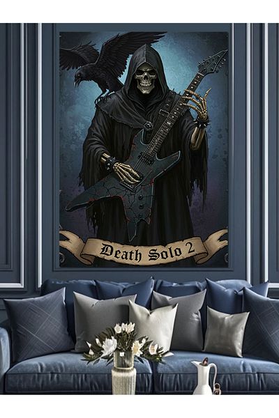 Tablomega Death Solo and Gothic Guitar Player Decorative Canvas - Mdf Wooden Painting