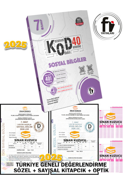 Fi Yayınları 7.SINIF SOSYAL BİLGİLER KOD 40 DENEME - Sinan Kuzucu Türkiye Gen...