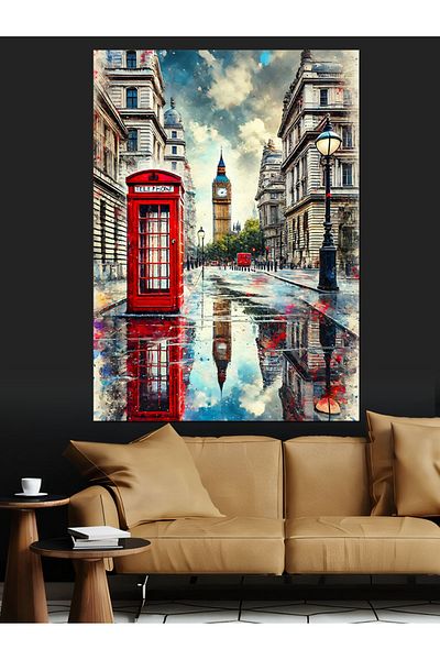 Tablomega Big Ben and London Streets Decorative Canvas - Mdf Wooden Painting