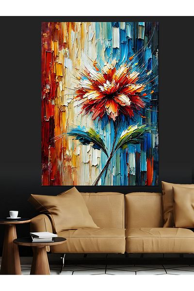 Tablomega Abstract Flower Composition Decorative Canvas - Mdf Wooden Painting