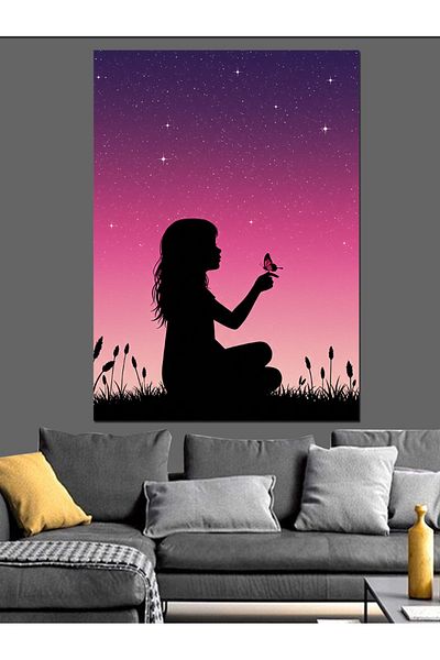 Tablomega Pânză decorativă Pink Sky Silhouette - Lemn MDF