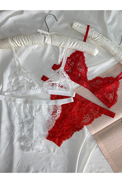 ROZENİN LINGERIE Σετ σουτιέν Bralet με λεπτομέρεια με γυαλιστερή ταινία, Σετ 4 τεμαχίων