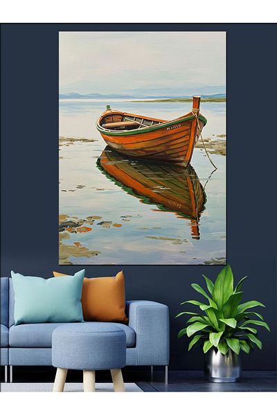 Tablomega Sandal Decorative Canvas by the Lake - Mdf Wooden Table