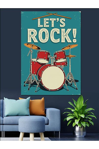 Tablomega Let's Rock and Drum Set Canvas Decorativ - MDF Lemn