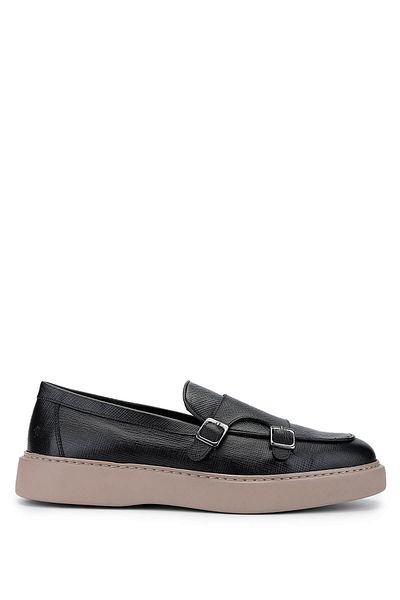 Tamer Tanca Men's Genuine Leather Black Loafer Shoes