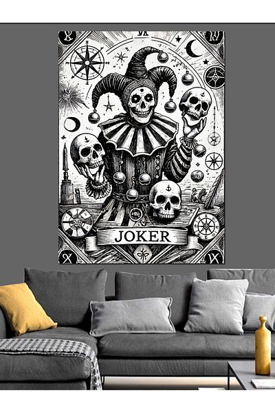 Tablomega Skull Joker Drawing Decorative Canvas - Mdf Wooden Painting