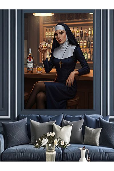Tablomega Bar și Călugăriță Pânză Decorativă - Lemn MDF