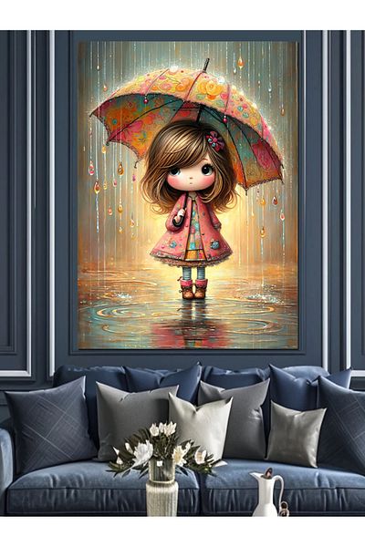 Tablomega Pânză decorativă Rain And Girl - Lemn MDF