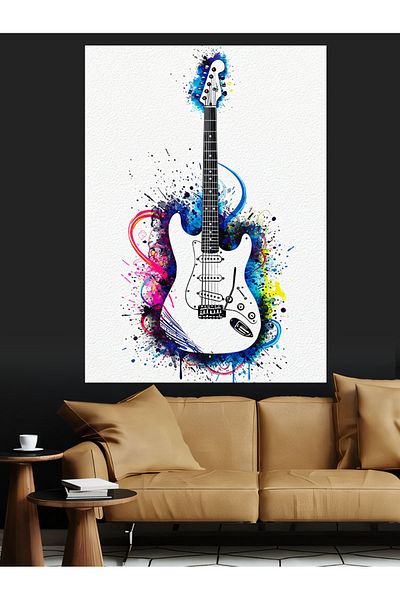 Tablomega Line Art Guitar Decorative Canvas - Mdf Wooden Painting