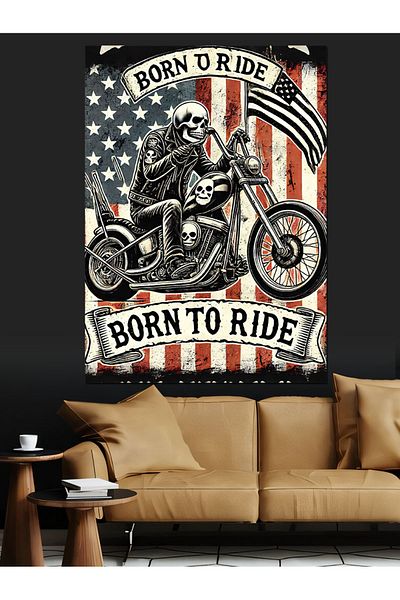 Tablomega Born to Ride Poster Decorative Canvas - Mdf Wooden Painting