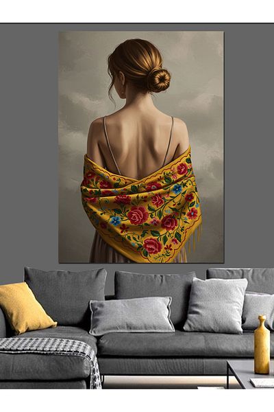 Tablomega Şal Floral şi Pânză Decorativă Femei - Lemn MDF