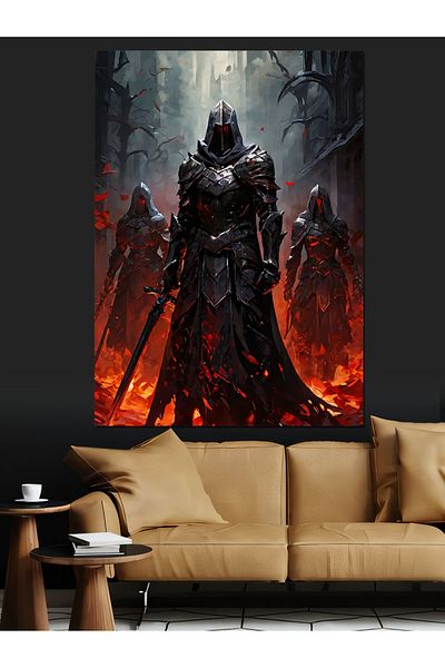 Tablomega Pânză Decorativă Cavalerii Negri - Lemn MDF