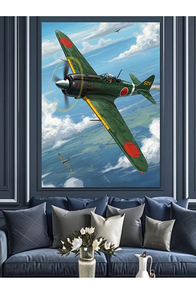 Tablomega Pânză decorativă cu avion de luptă vechi - pictură din lemn MDF