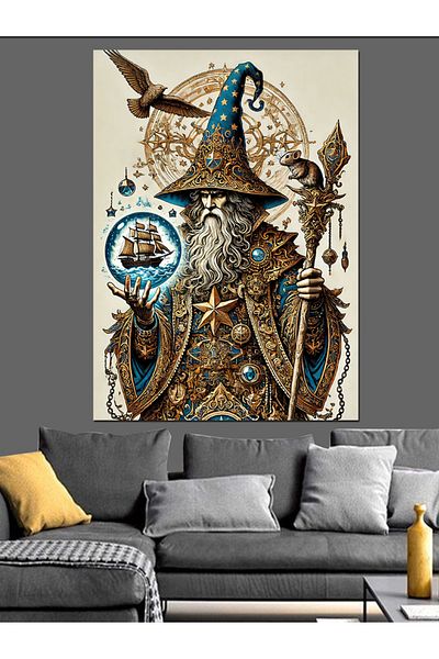 Tablomega Pânză decorativă Magician și Dragon - Lemn MDF