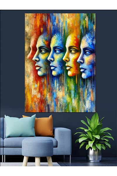 Tablomega Pânză decorativă pentru desen de fețe colorate - pictură din lemn MDF