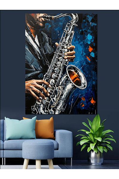 Tablomega Musician Playing Saxophone Decorative Canvas - Mdf Wood Art Print