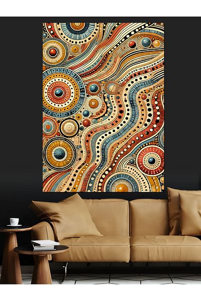 Tablomega Pânză decorativă cu model Paisley și culori abstracte - MDF Lemn