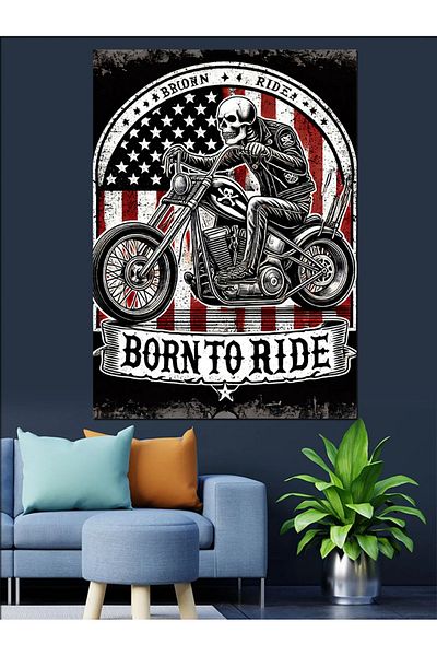 Tablomega Born to Ride - Pânză decorativă Motocicletă Passion - Lemn MDF