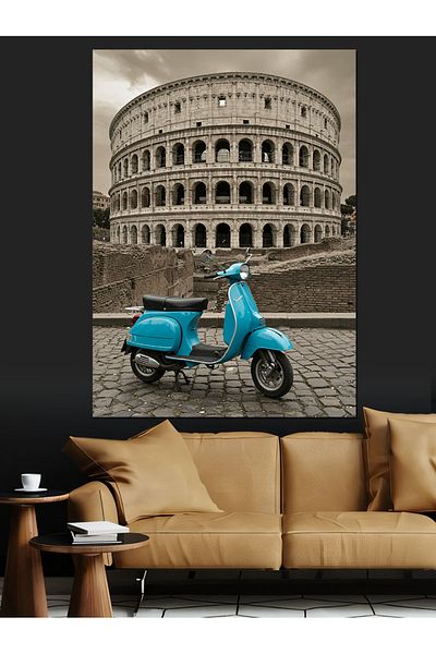 Tablomega Colosseum Roman și Vespa Pânză Decorativă - Lemn MDF