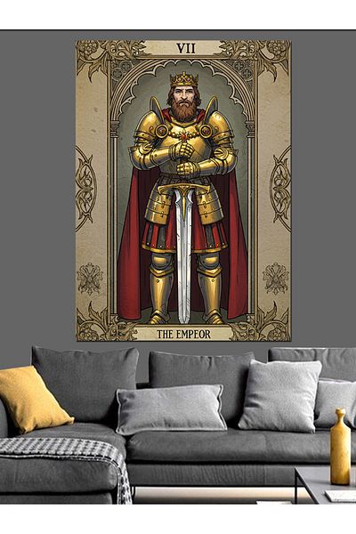 Tablomega Emperor Decorative Canvas with Gold Armor - Mdf Wooden Painting