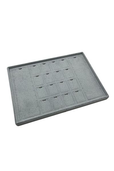 MeGass Dekor Brussels Model Transverse Suede Fabric Gray Color 18 Piece Pad Jewelry Display Table with Legs