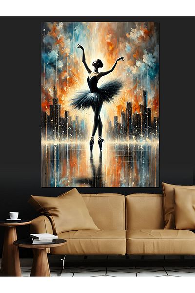 Tablomega Ballerina and City Lights Decorative Canvas - Mdf Wooden Painting