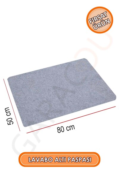 garaccu Mutfak ve Banyo Dolabı Lavabo Musluk Altı Su Emici Matı Su Önleyici Mat Paspas Gri 50x80 cm