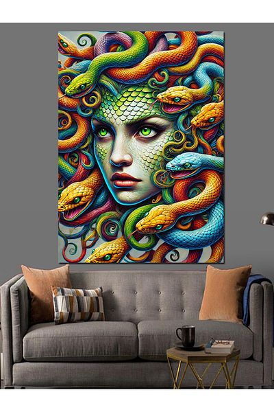 Tablomega Medusa's Colorful Hair Decorative Canvas - Mdf Wooden Painting