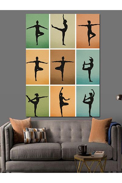 Tablomega Yoga Poses and Minimal Art Decorative Canvas - Mdf Wood Painting