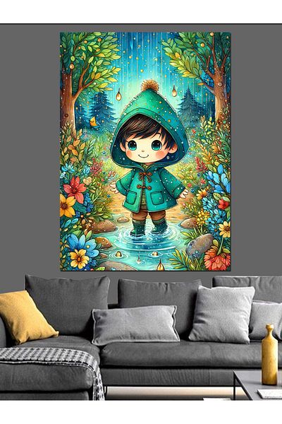 Tablomega Pânză decorativă Rain And Child - Lemn MDF