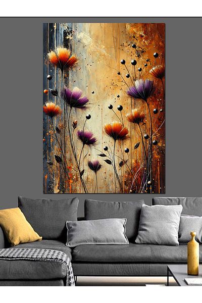 Tablomega Colorful Poppy Flowers Decorative Canvas - Mdf Wooden Painting