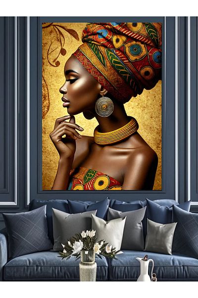 Tablomega African Woman Decorative Canvas - Mdf Wood Painting