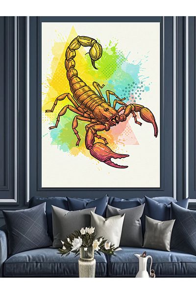 Tablomega Abstract Scorpion and Color Explosion Decorative Canvas - Mdf Wooden Painting