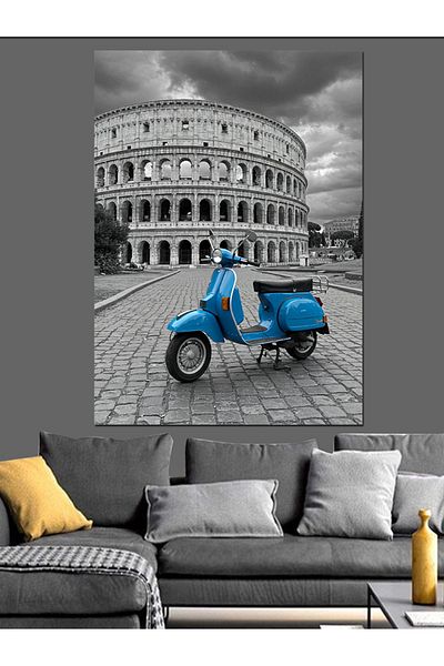 Tablomega Roman Colosseum and Motorcycle Decorative Canvas - Mdf Wooden Painting